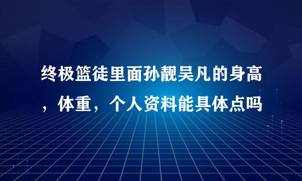 终极篮徒里面孙靓吴凡的身高，体重，个人资料能具体点吗