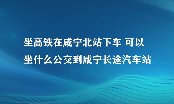 坐高铁在咸宁北站下车 可以坐什么公交到咸宁长途汽车站