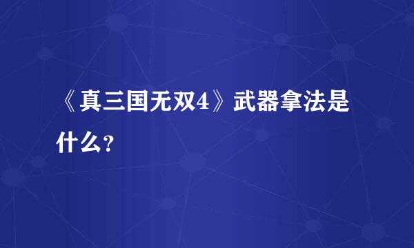 《真三国无双4》武器拿法是什么？