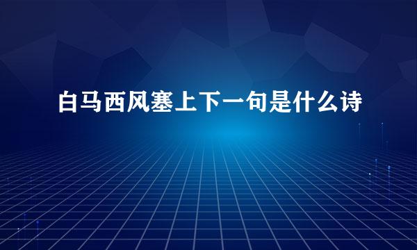 白马西风塞上下一句是什么诗