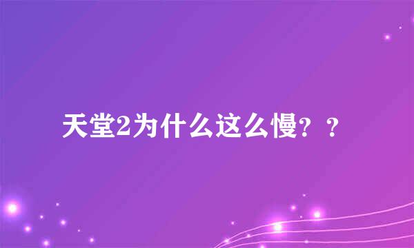 天堂2为什么这么慢？？