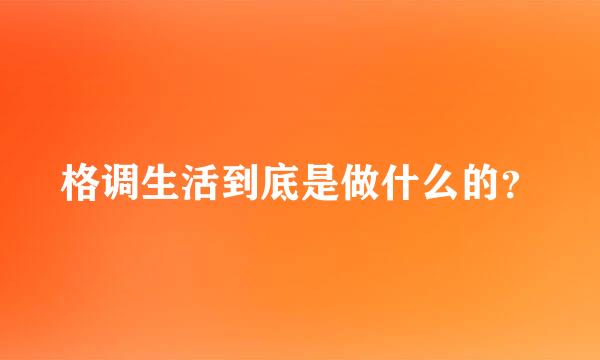 格调生活到底是做什么的？