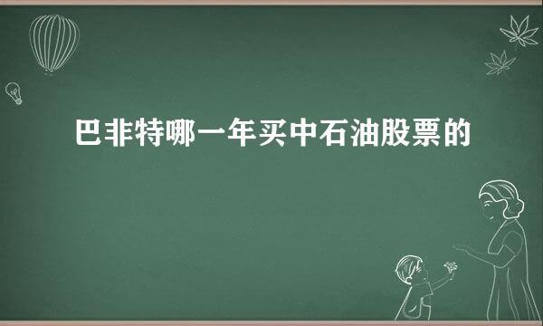 巴非特哪一年买中石油股票的