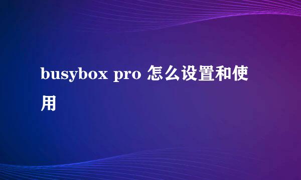 busybox pro 怎么设置和使用