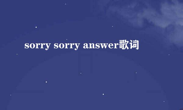 sorry sorry answer歌词