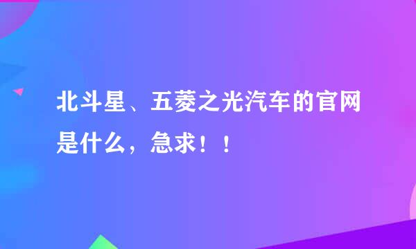 北斗星、五菱之光汽车的官网是什么，急求！！