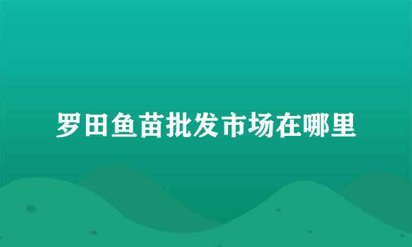 罗田鱼苗批发市场在哪里