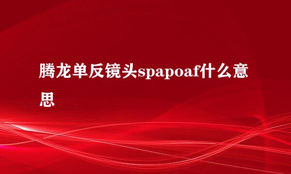 腾龙单反镜头spapoaf什么意思