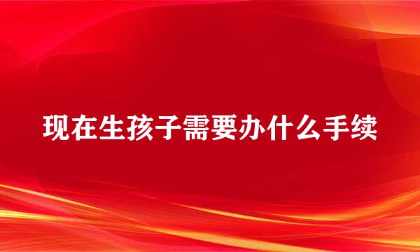 现在生孩子需要办什么手续