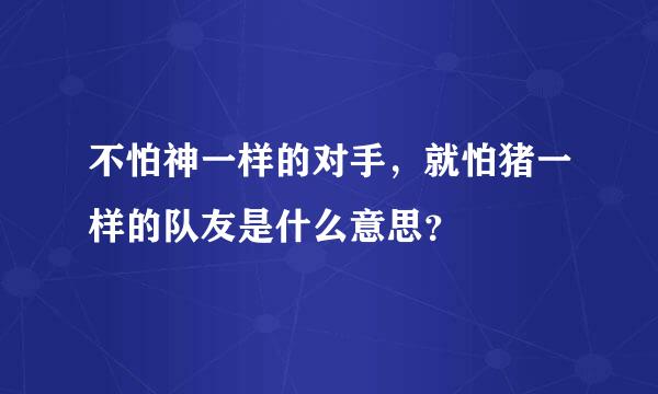 不怕神一样的对手，就怕猪一样的队友是什么意思？