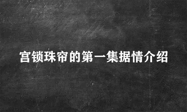 宫锁珠帘的第一集据情介绍