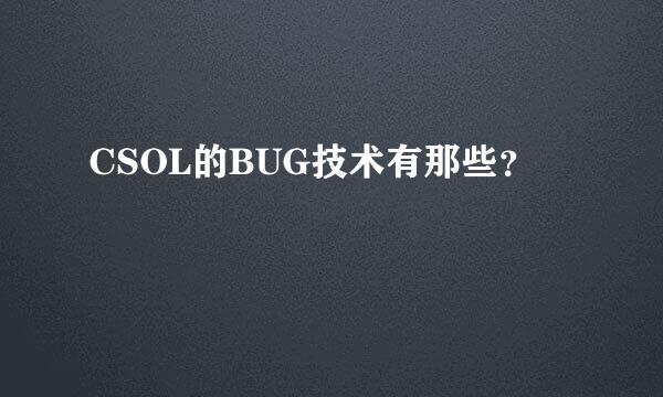 CSOL的BUG技术有那些？