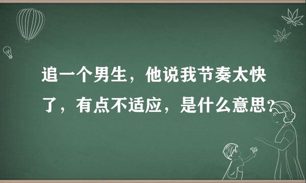 追一个男生，他说我节奏太快了，有点不适应，是什么意思？