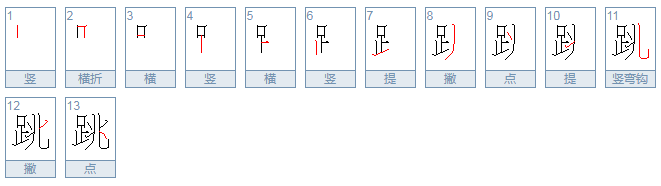 跳字笔画顺序