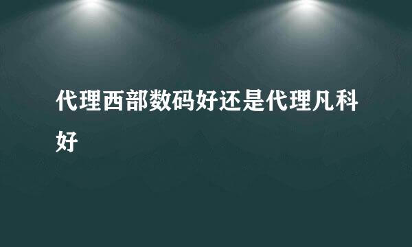 代理西部数码好还是代理凡科好