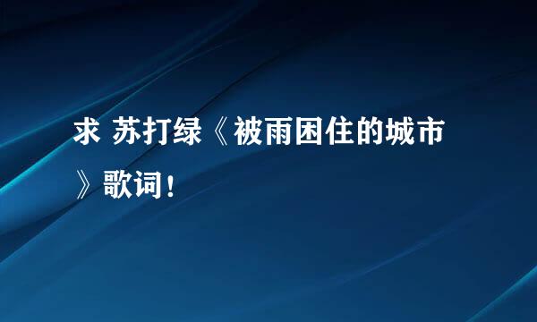 求 苏打绿《被雨困住的城市》歌词！