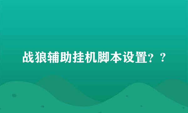 战狼辅助挂机脚本设置？?