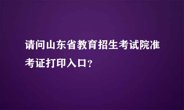 请问山东省教育招生考试院准考证打印入口？