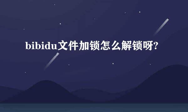 bibidu文件加锁怎么解锁呀?