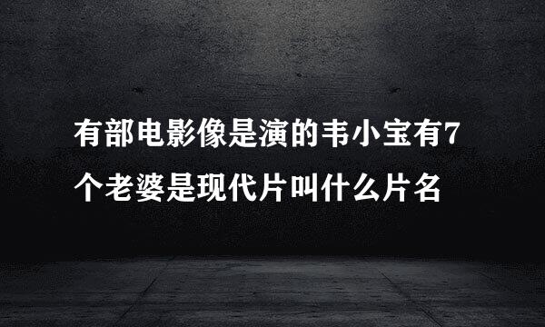 有部电影像是演的韦小宝有7个老婆是现代片叫什么片名