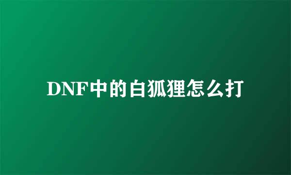 DNF中的白狐狸怎么打