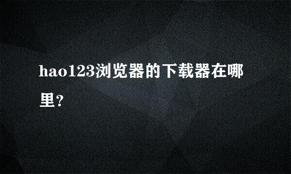 hao123浏览器的下载器在哪里？