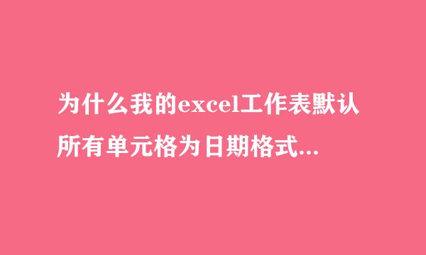 为什么我的excel工作表默认所有单元格为日期格式，原来是常规，突然变成了日期？