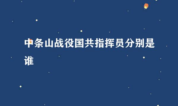 中条山战役国共指挥员分别是谁