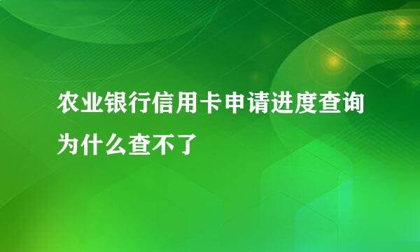 农业银行信用卡申请进度查询为什么查不了