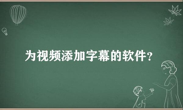 为视频添加字幕的软件？