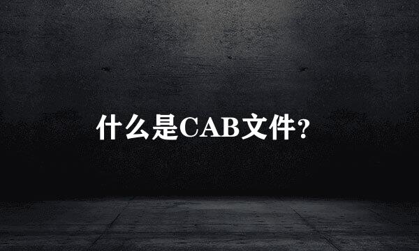 什么是CAB文件？