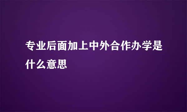 专业后面加上中外合作办学是什么意思