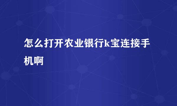 怎么打开农业银行k宝连接手机啊