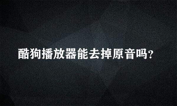 酷狗播放器能去掉原音吗？