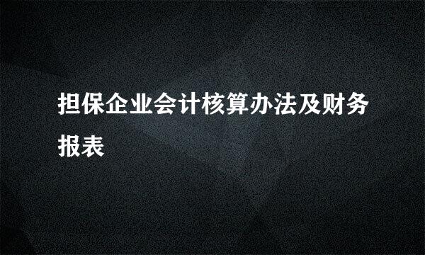 担保企业会计核算办法及财务报表