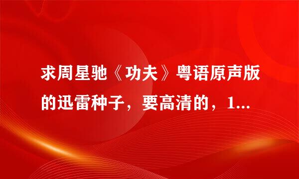 求周星驰《功夫》粤语原声版的迅雷种子，要高清的，1G以上的，不要给下载地址。谢！！