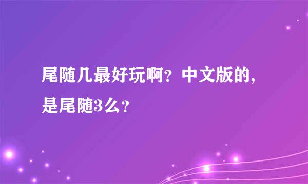 尾随几最好玩啊？中文版的,是尾随3么？