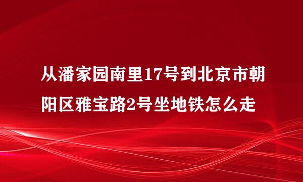 从潘家园南里17号到北京市朝阳区雅宝路2号坐地铁怎么走