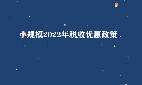 小规模2022年税收优惠政策