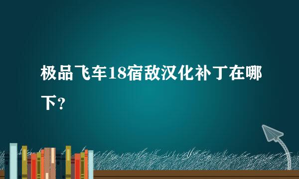 极品飞车18宿敌汉化补丁在哪下？