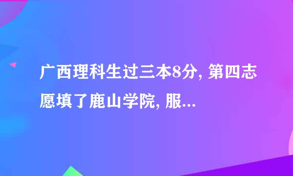 广西理科生过三本8分, 第四志愿填了鹿山学院, 服从调剂，还会被录取吗?