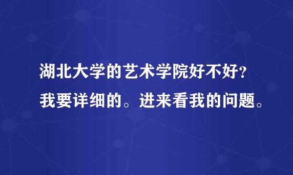 湖北大学的艺术学院好不好？我要详细的。进来看我的问题。