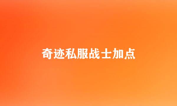 奇迹私服战士加点