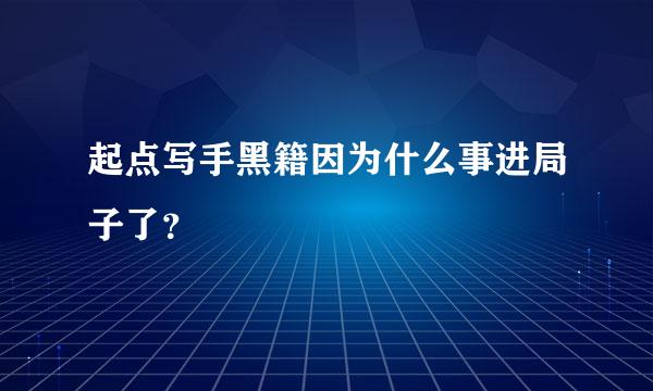 起点写手黑籍因为什么事进局子了？