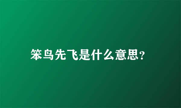 笨鸟先飞是什么意思？