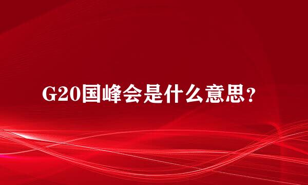 G20国峰会是什么意思？