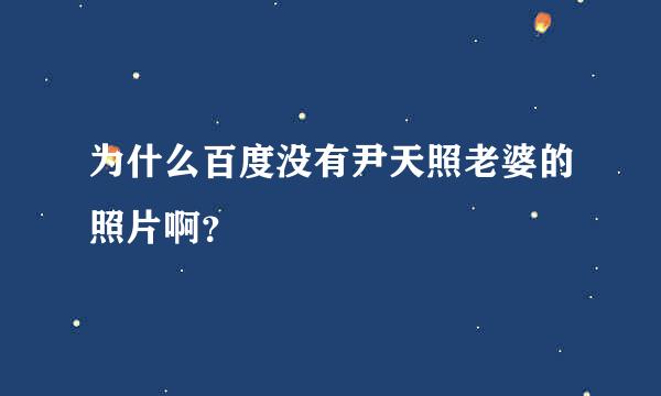 为什么百度没有尹天照老婆的照片啊？