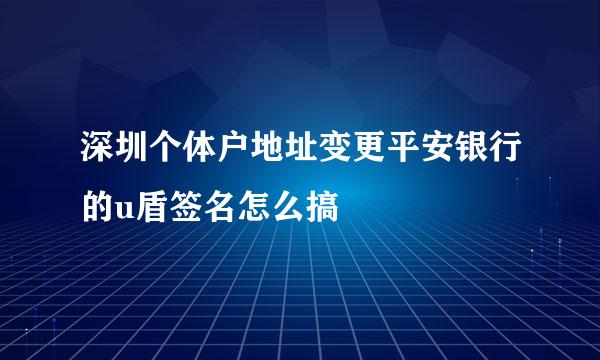 深圳个体户地址变更平安银行的u盾签名怎么搞