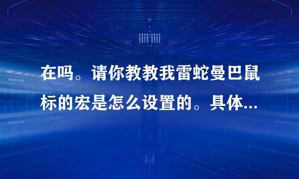 在吗。请你教教我雷蛇曼巴鼠标的宏是怎么设置的。具体。谢谢你了。跪求