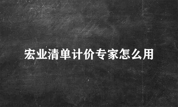 宏业清单计价专家怎么用